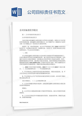 公司目标责任书范文