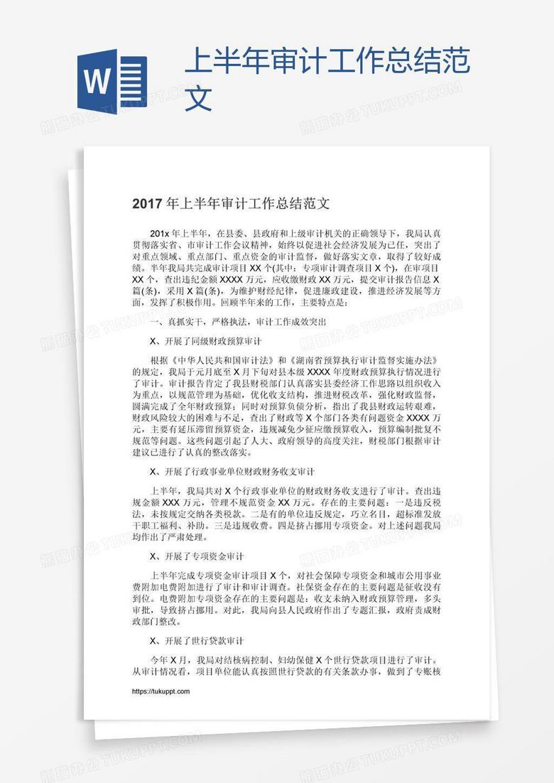上半年审计工作总结范文