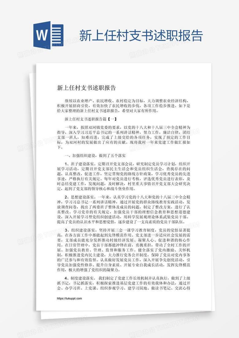 新上任村支书述职报告