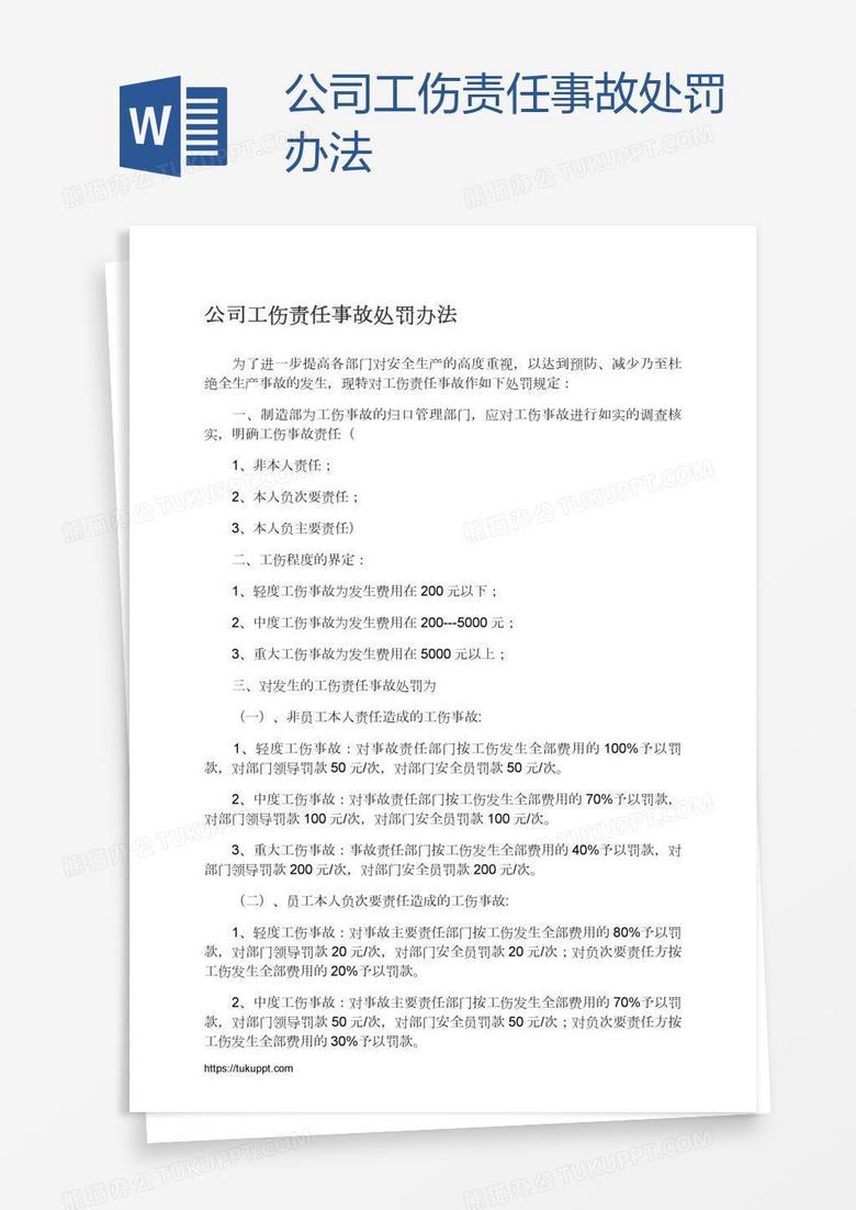 公司工伤责任事故处罚办法