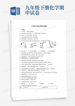 九年级下册化学期中试卷及答案