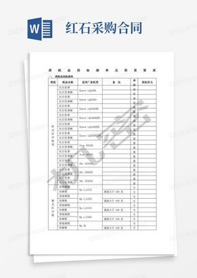 消耗品招标清单及供货要求