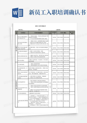 新员工入职引导确认表