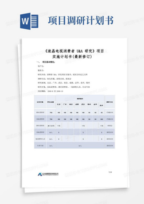 调研项目执行计划书