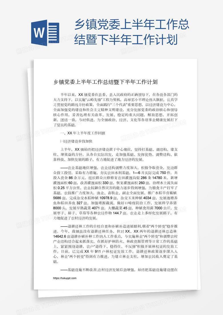 乡镇党委上半年工作总结暨下半年工作计划