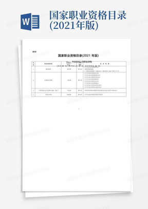 国家职业资格目录(2021年版)