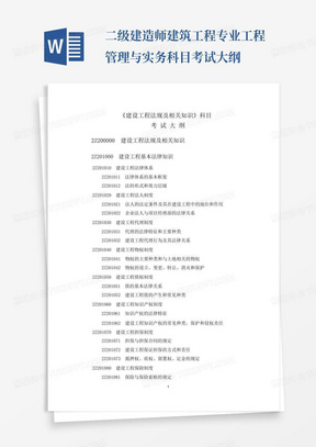 二级建造师建筑工程专业工程管理与实务科目考试大纲