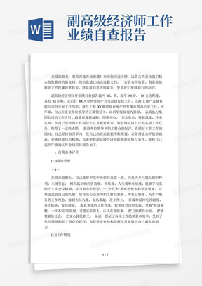 副高级经济师工作业绩自查报告