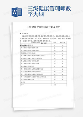 三级健康管理师教学大纲