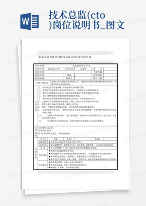 技术总监(cto)岗位说明书_图文