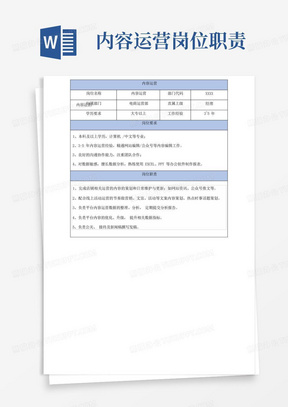 内容运营专员岗位职责与招聘要求