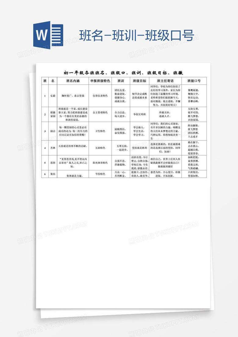 班名-班训-班级口号