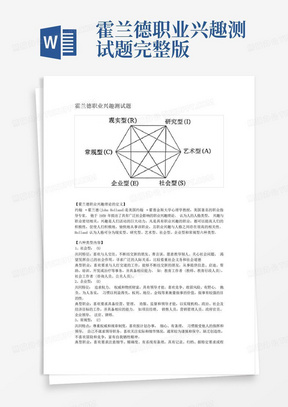 霍兰德职业兴趣测试题完整版