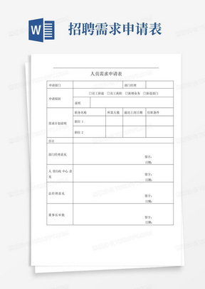 人员招聘需求申请表-日常