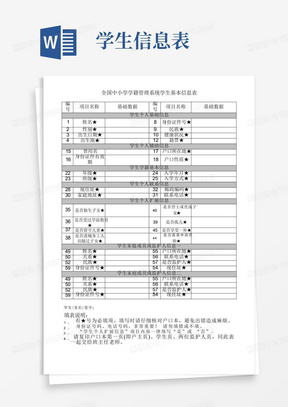 全国学籍学生基本信息采集表