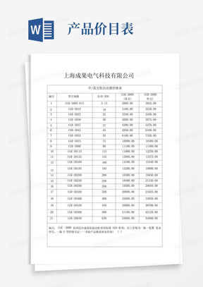 2017年上海成果电气变频器、软起动器产品价目表.doc精品_图文