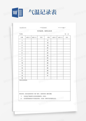 21-01室内温度、湿度记录表