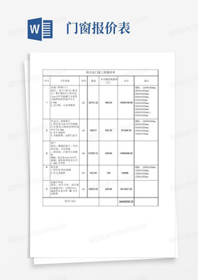 铝合金门窗工程报价单