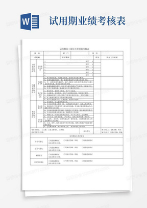 试用期员工岗位月度绩效考核表