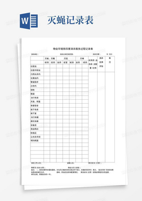 物业环境除四害消杀服务过程记录表