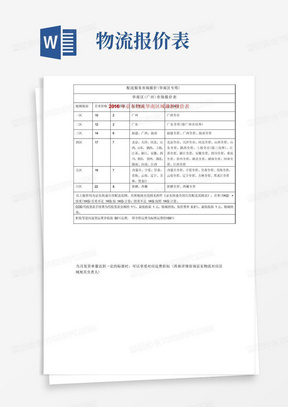 2016年京东物流华南区域最新报价表