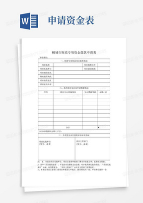 桐城市财政专项资金拨款申请表