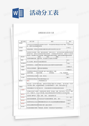 会展活动人员分工表