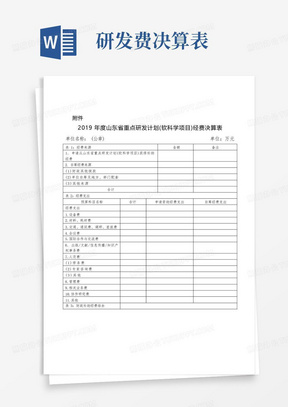 2019年度山东省重点研发计划(软科学项目)经费决算表