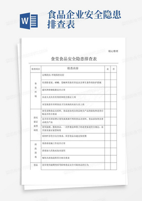 食堂食品安全隐患排查表