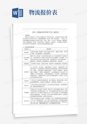 《第三方物流经营管理平台》报价单