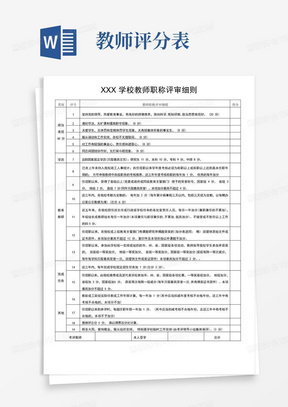 教师职称评审评分表