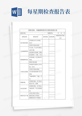 消防设备、设施维修保养月度检查报告表