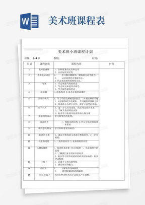 儿童美术3-4岁课程表