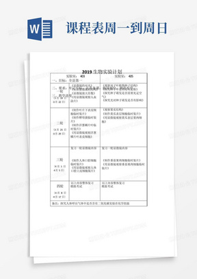 生物实验计划和课程表