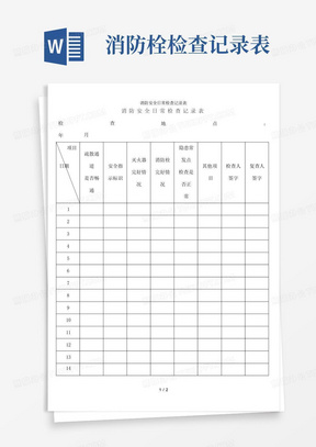 消防安全日常检查记录表