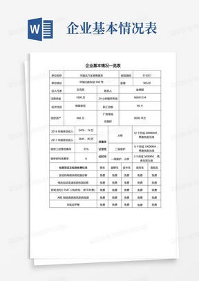 企业基本情况一览表 