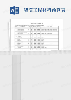 装饰装修工程预算表(涂料粉刷)