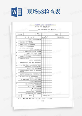 中药饮片厂仓库现场管理5S检查表,检查项目与评分表