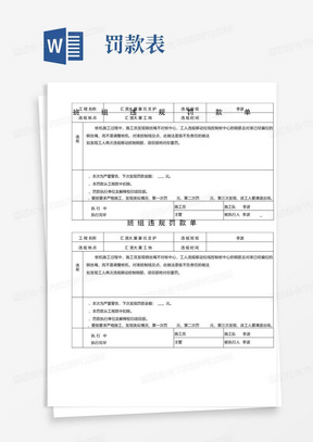 罚款单表格_表格类模板_表格/模板_实用文档-罚款单表格