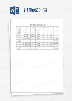 学生课堂出勤情况统计表