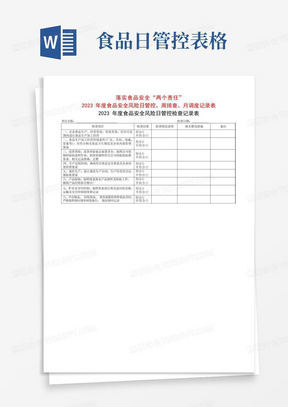 2023年度食品安全风险日管控、周排查、月调度记录表