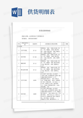 供货范围明细表【模板】