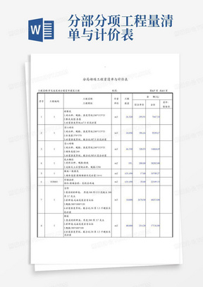 分部分项工程量清单与计价表