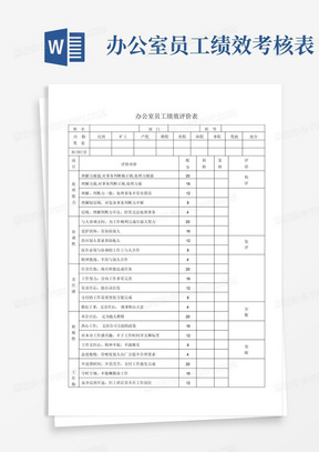 办公室人员绩效考核评价表通用版