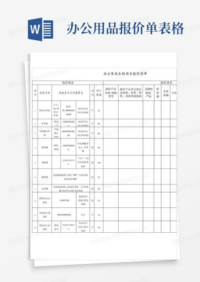 办公家具采购项目报价清单