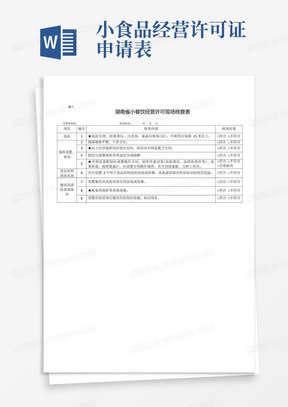 湖南省小餐饮经营许可现场核查表、许可证申请书、申请表、补办申请表、注销申请表及登记表 