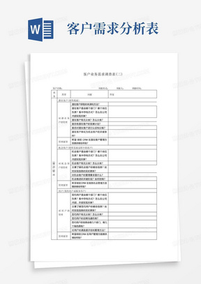 客户业务需求分析表(二)