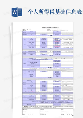 个人所得税专项附加扣除信息表【模板】