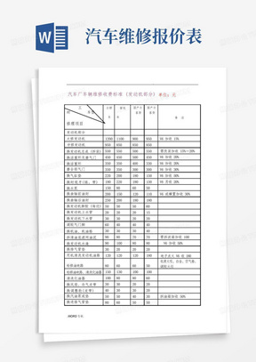 汽车维修价格表_图文