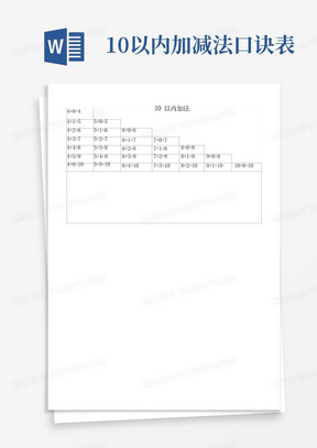 最全10—20以内加减法口诀表(包括进退位可直接打印)